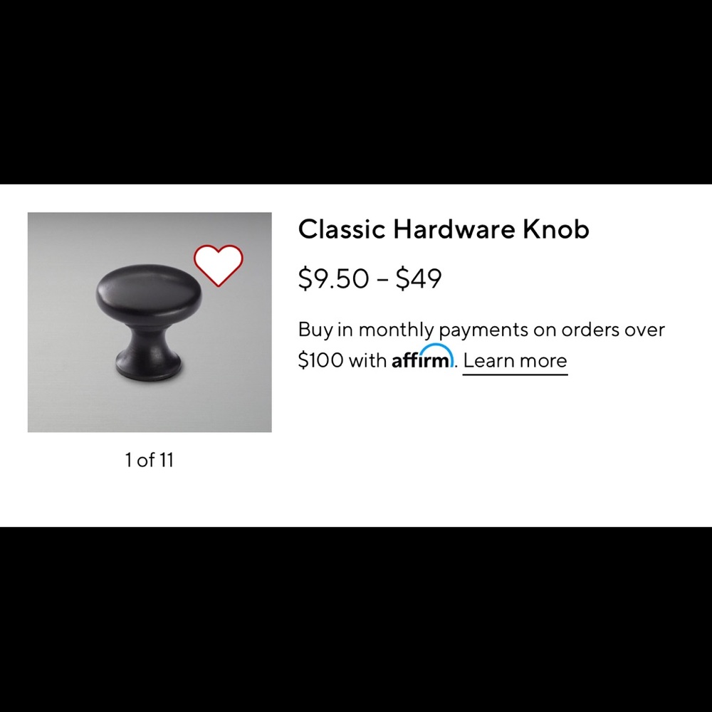 8 pottery barn classic knobs in bronze. Still in box, never opened.